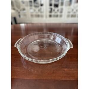10" Anchor Glass Hocking Deep Pie Dish Plate W/Handles Made in USA